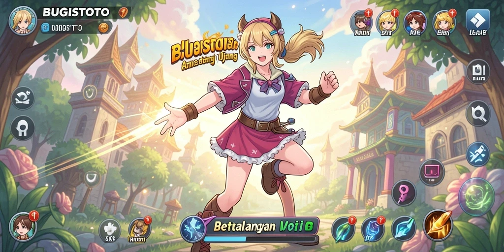 Tangkapan layar gameplay BUGISTOTO dengan aksi pertarungan anime yang intens.