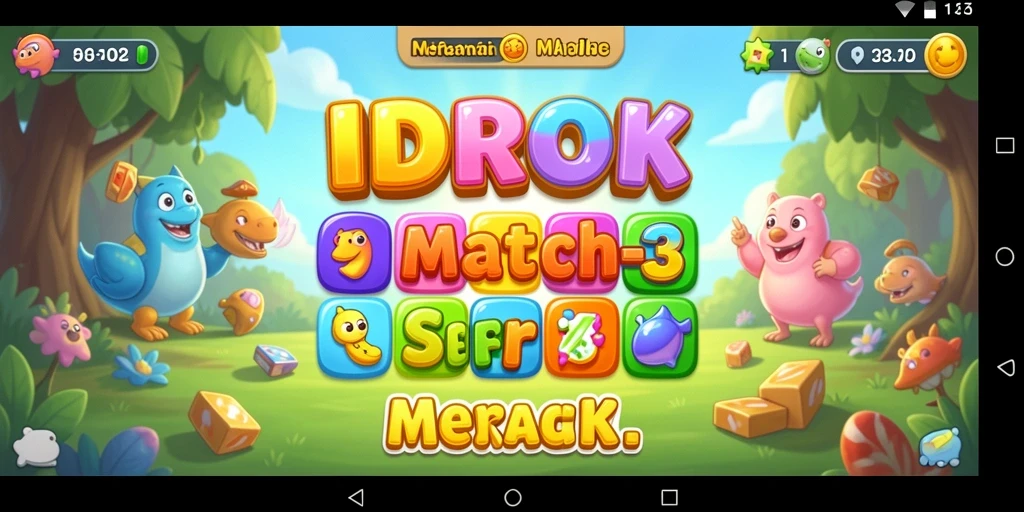 Tangkapan layar IDROK menampilkan gameplay mencocokkan objek Match-3 yang menarik.