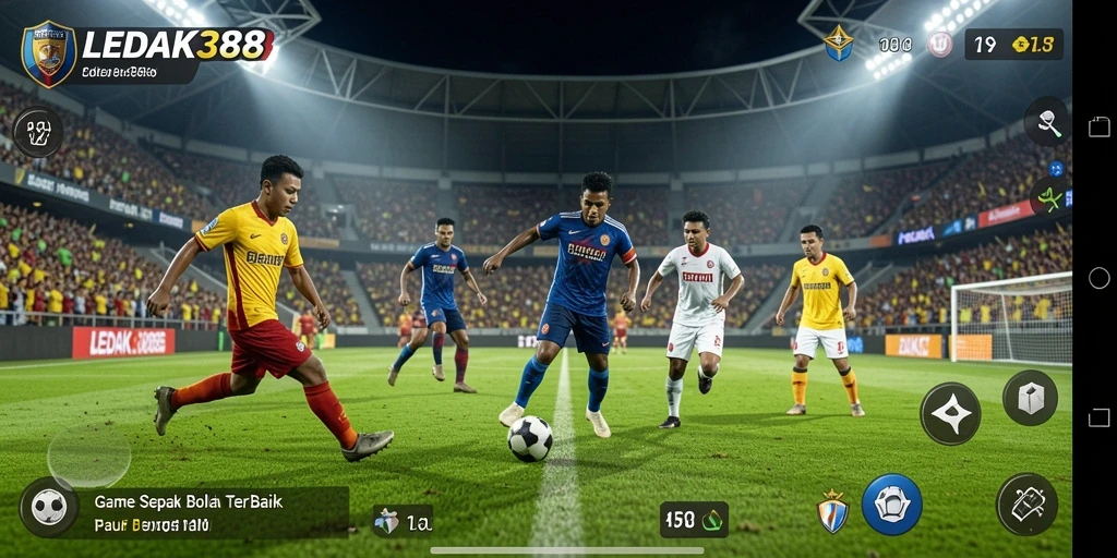 Tampilan gameplay menegangkan dari game sepak bola LEDAK388.