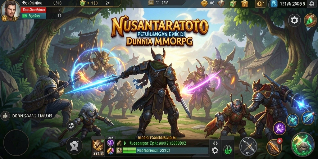Screenshot gameplay NUSANTARATOTO yang menampilkan pertarungan seru di dunia MMORPG.