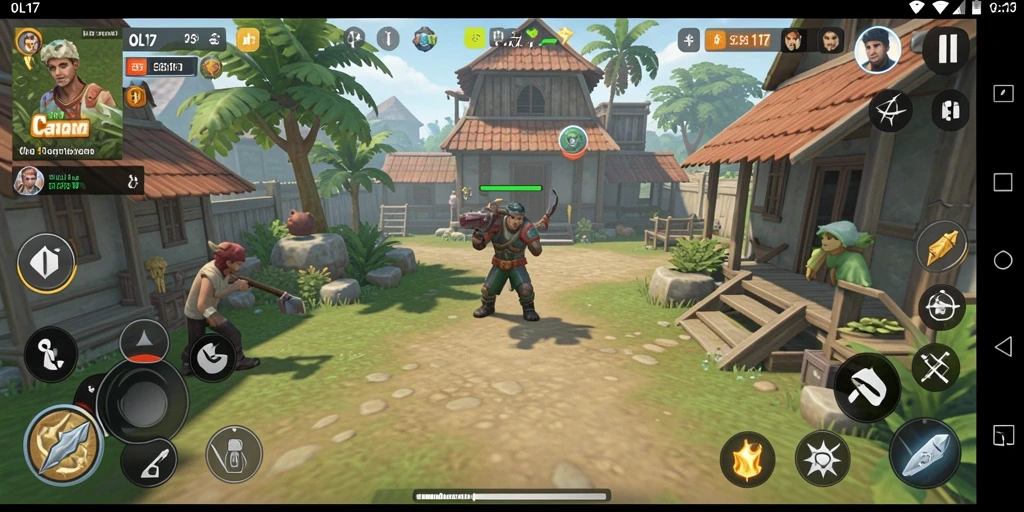 Screenshot gameplay OLX17 yang menunjukkan pertempuran strategis yang intens.