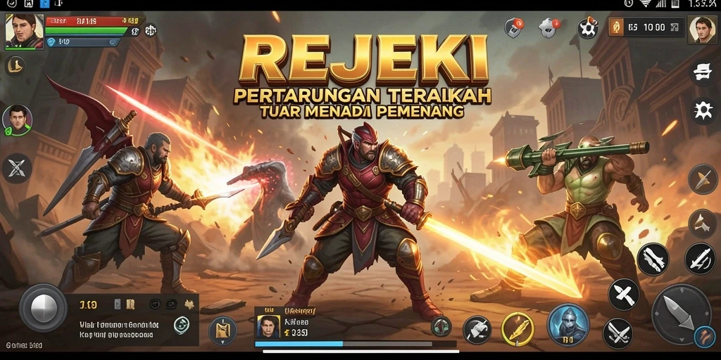 Gameplay bertarung seru di REJEKI dengan karakter unik.
