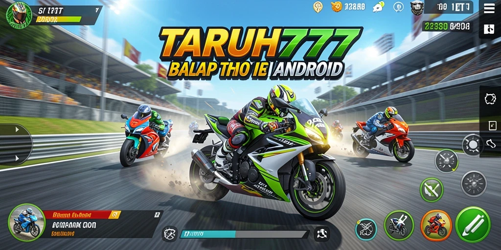 Tampilan gameplay TARUH777 dengan balapan motor yang seru.
